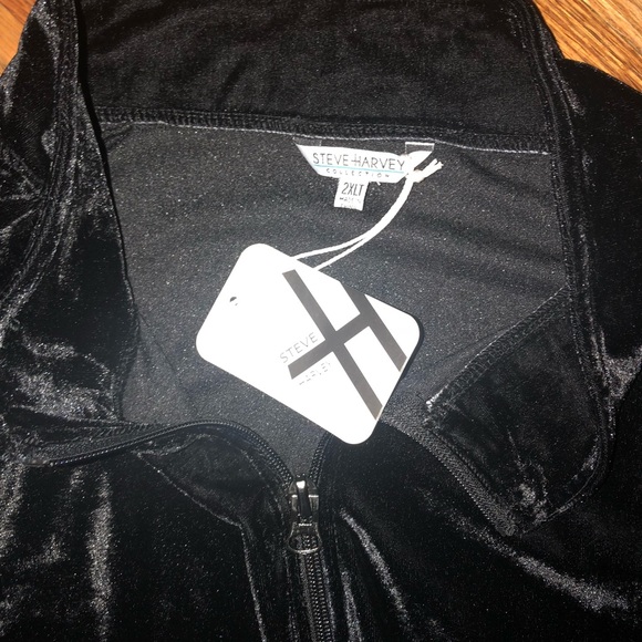 Steve Harvey Black Velour Track Jacket SIZE 2XLT - Picture 2 of 4